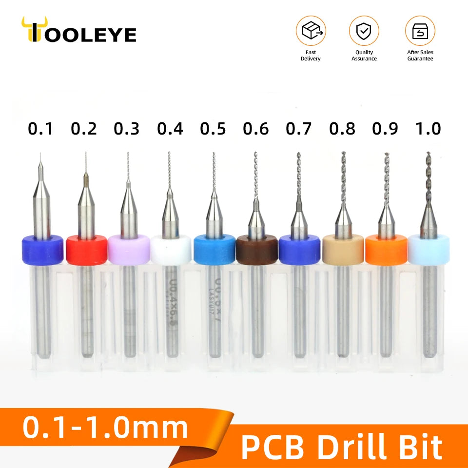 PCB micro drill bits, carbide, ten in a pack